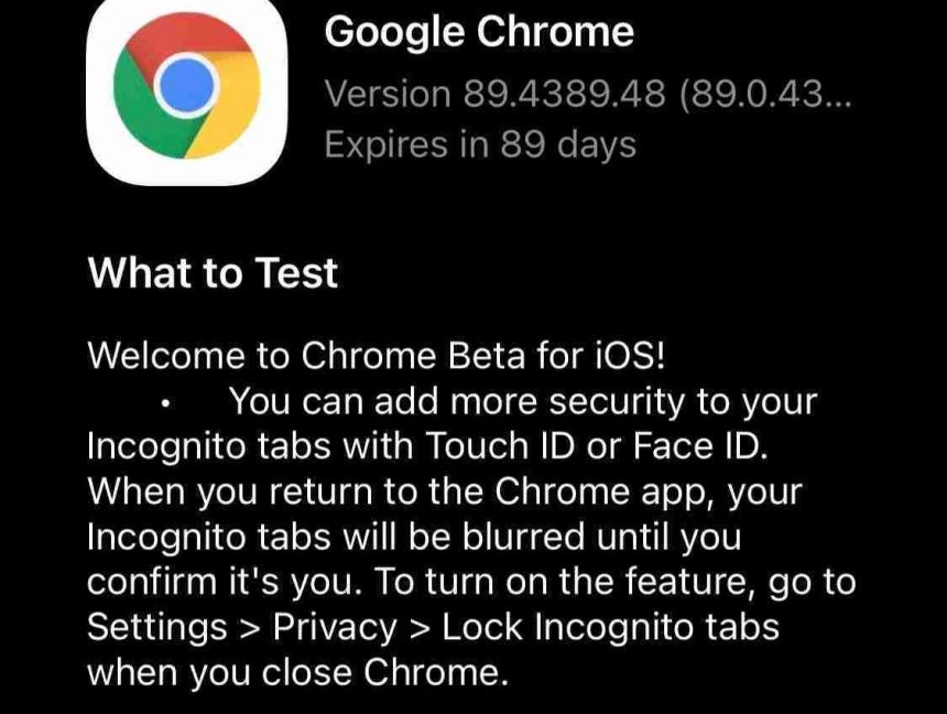 You Can Soon Secure Incognito Tabs With Touch ID/Face ID On Chrome For iOS