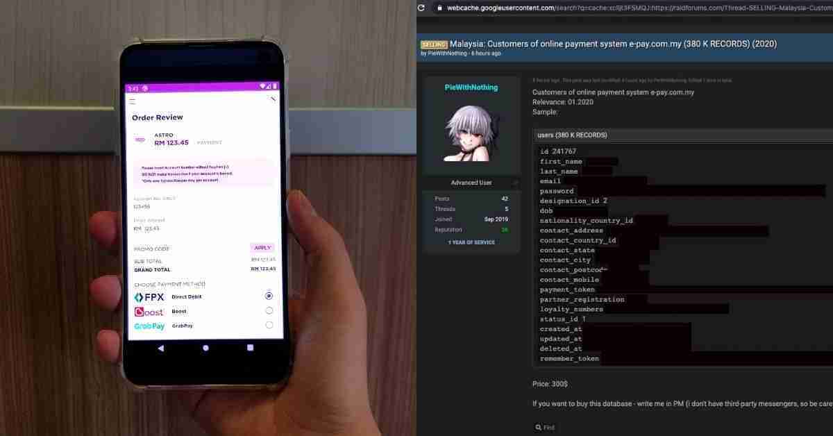 380k e-pay Malaysia Users Have Had Their Data Allegedly Leaked, Here’s What To Know