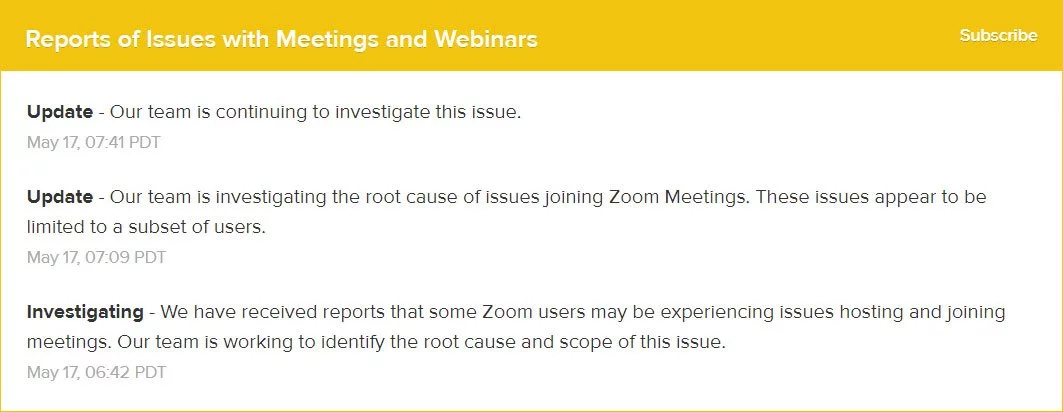 Zoom Status Updates