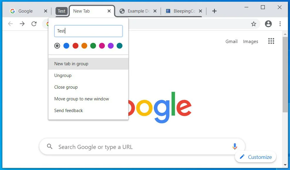 update for Google Chrome tabs