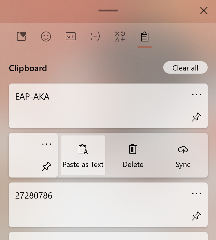 Clipboard history plain text