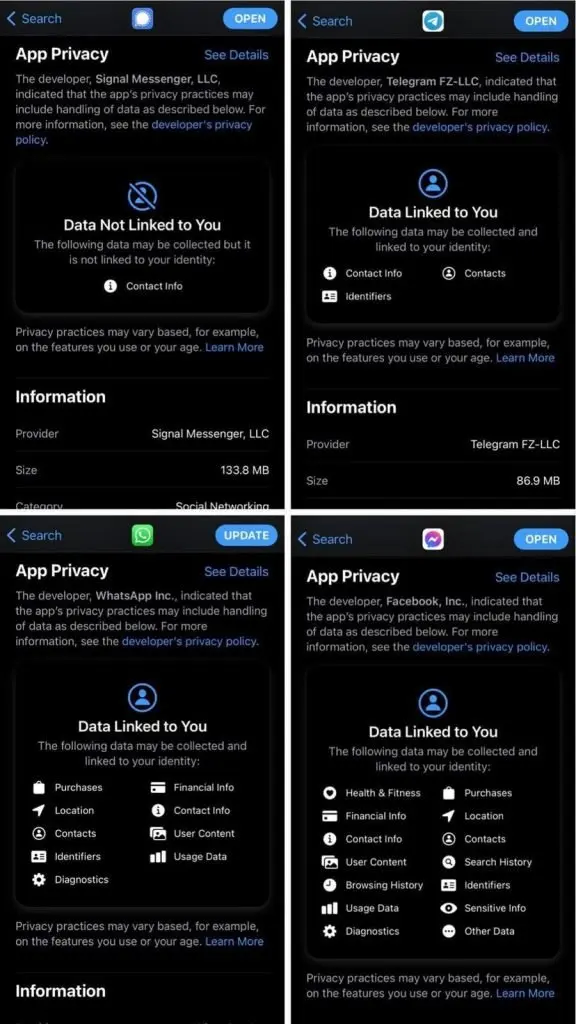 ios privacy app labels