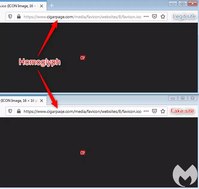 Cigarpage vs cigarpaqe domains