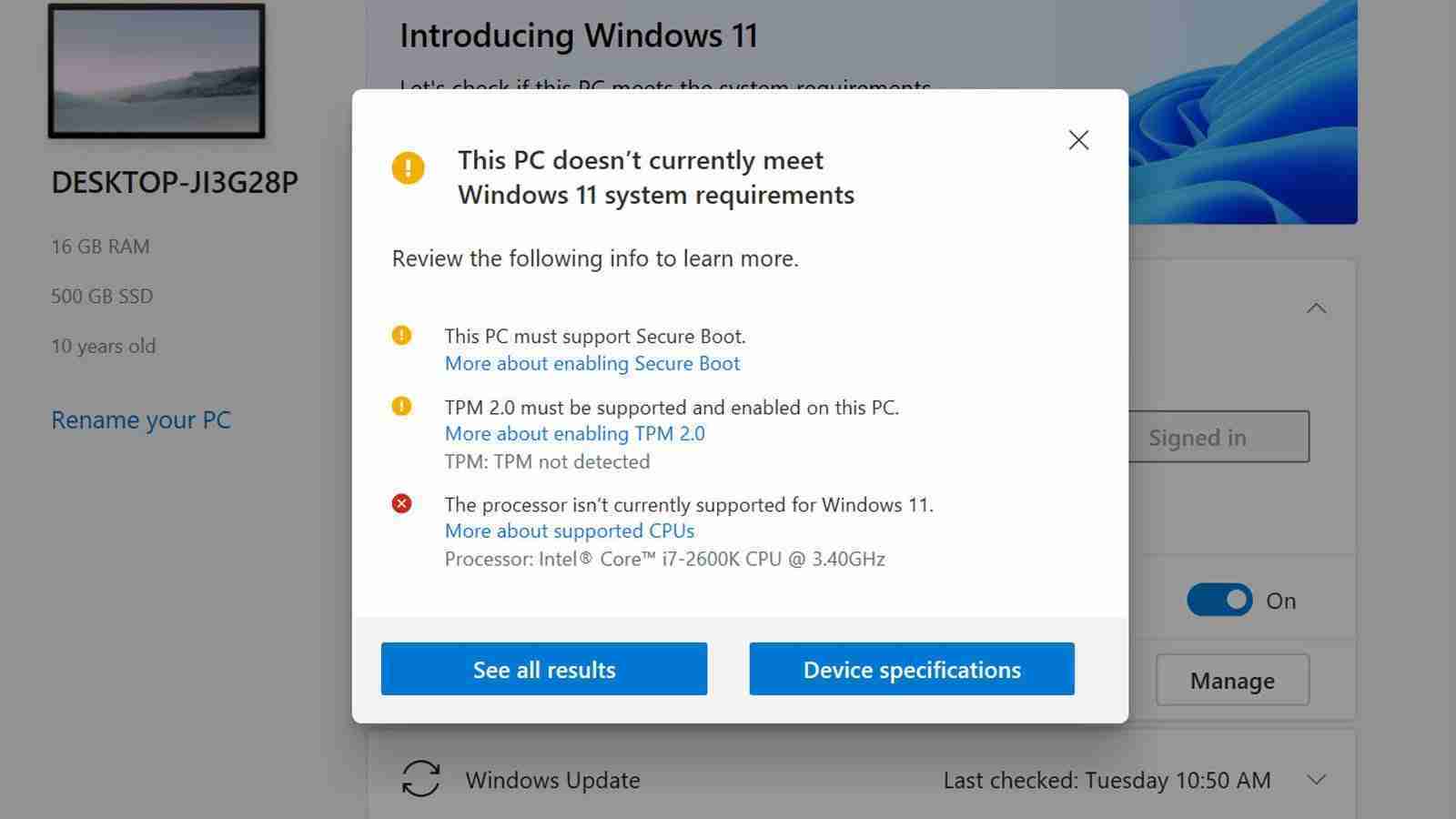 Microsoft PC Health Check Adds Detailed Windows 11 Compatibility Info