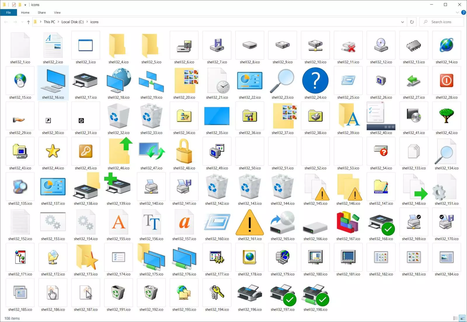 Windows 10 20H2 icons